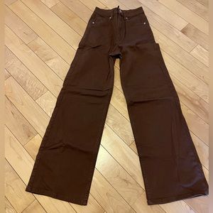 Wide leg, brown pants.